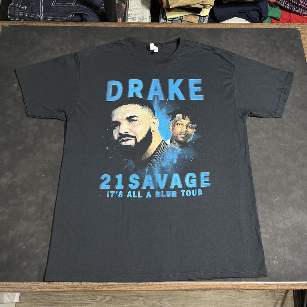 Drake 21 Savage It's All A Blur Tour Shirt Mens Large Black Rap Concert Tee